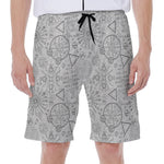 Grey And Black Mystical Wiccan Print Men's Beach Shorts
