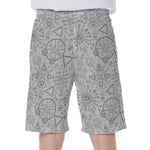 Grey And Black Mystical Wiccan Print Men's Beach Shorts