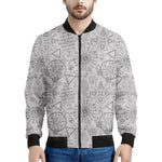 Grey And Black Mystical Wiccan Print Men's Bomber Jacket