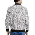 Grey And Black Mystical Wiccan Print Men's Bomber Jacket