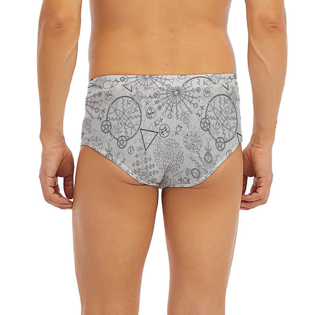 Grey And Black Mystical Wiccan Print Men's Briefs