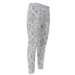 Grey And Black Mystical Wiccan Print Men's Compression Pants