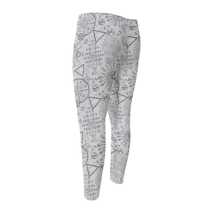Grey And Black Mystical Wiccan Print Men's Compression Pants