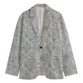 Grey And Black Mystical Wiccan Print Men's Cotton Blazer