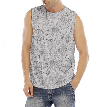 Grey And Black Mystical Wiccan Print Men's Fitness Tank Top