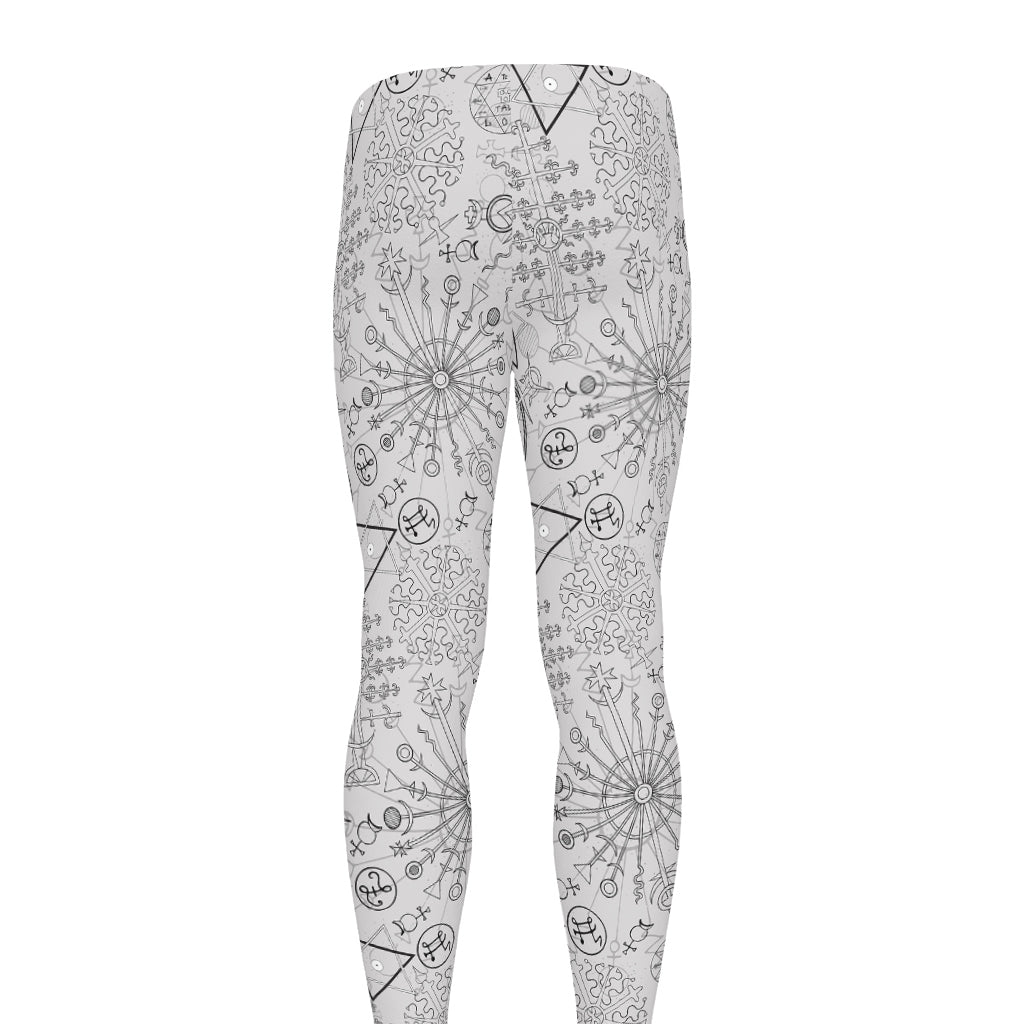 Grey And Black Mystical Wiccan Print Men's leggings
