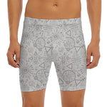 Grey And Black Mystical Wiccan Print Men's Long Boxer Briefs