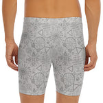 Grey And Black Mystical Wiccan Print Men's Long Boxer Briefs
