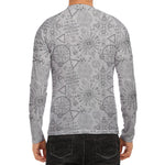 Grey And Black Mystical Wiccan Print Men's Long Sleeve Rash Guard