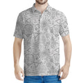Grey And Black Mystical Wiccan Print Men's Polo Shirt
