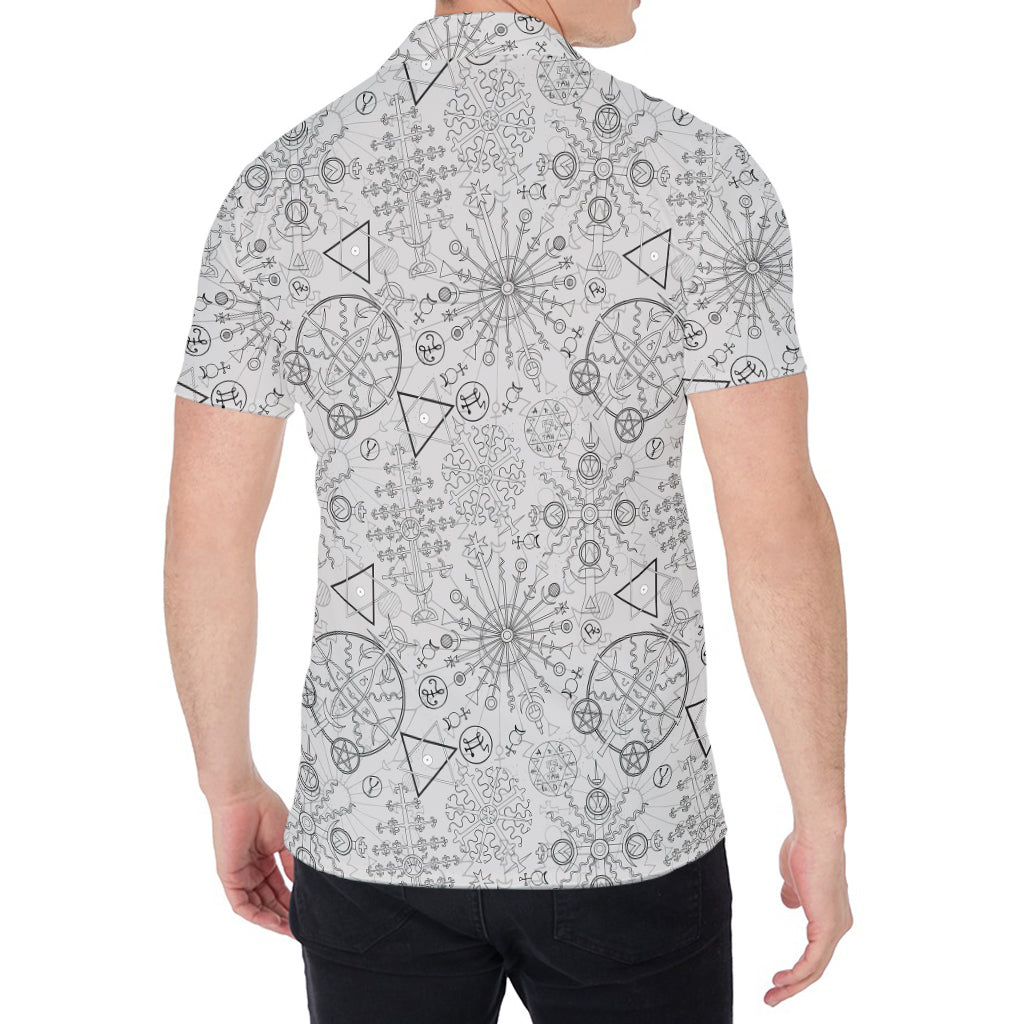 Grey And Black Mystical Wiccan Print Men's Shirt