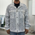 Grey And Black Mystical Wiccan Print Men's Shirt Jacket