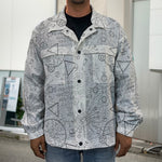 Grey And Black Mystical Wiccan Print Men's Shirt Jacket