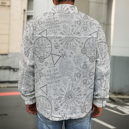 Grey And Black Mystical Wiccan Print Men's Shirt Jacket