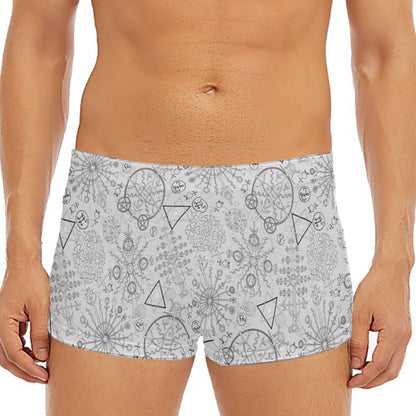 Grey And Black Mystical Wiccan Print Men's Short Boxer Briefs