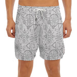 Grey And Black Mystical Wiccan Print Men's Split Running Shorts