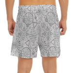 Grey And Black Mystical Wiccan Print Men's Split Running Shorts