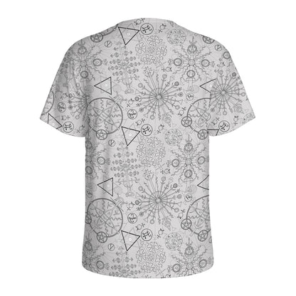 Grey And Black Mystical Wiccan Print Men's Sports T-Shirt