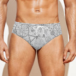 Grey And Black Mystical Wiccan Print Men's Swim Briefs