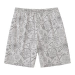 Grey And Black Mystical Wiccan Print Men's Swim Trunks