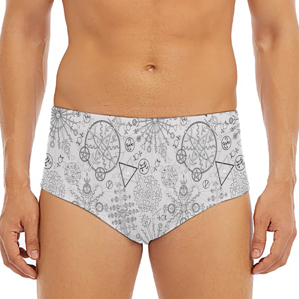 Grey And Black Mystical Wiccan Print Men's Triangle Swim Briefs