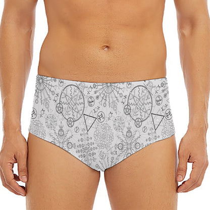 Grey And Black Mystical Wiccan Print Men's Triangle Swim Briefs