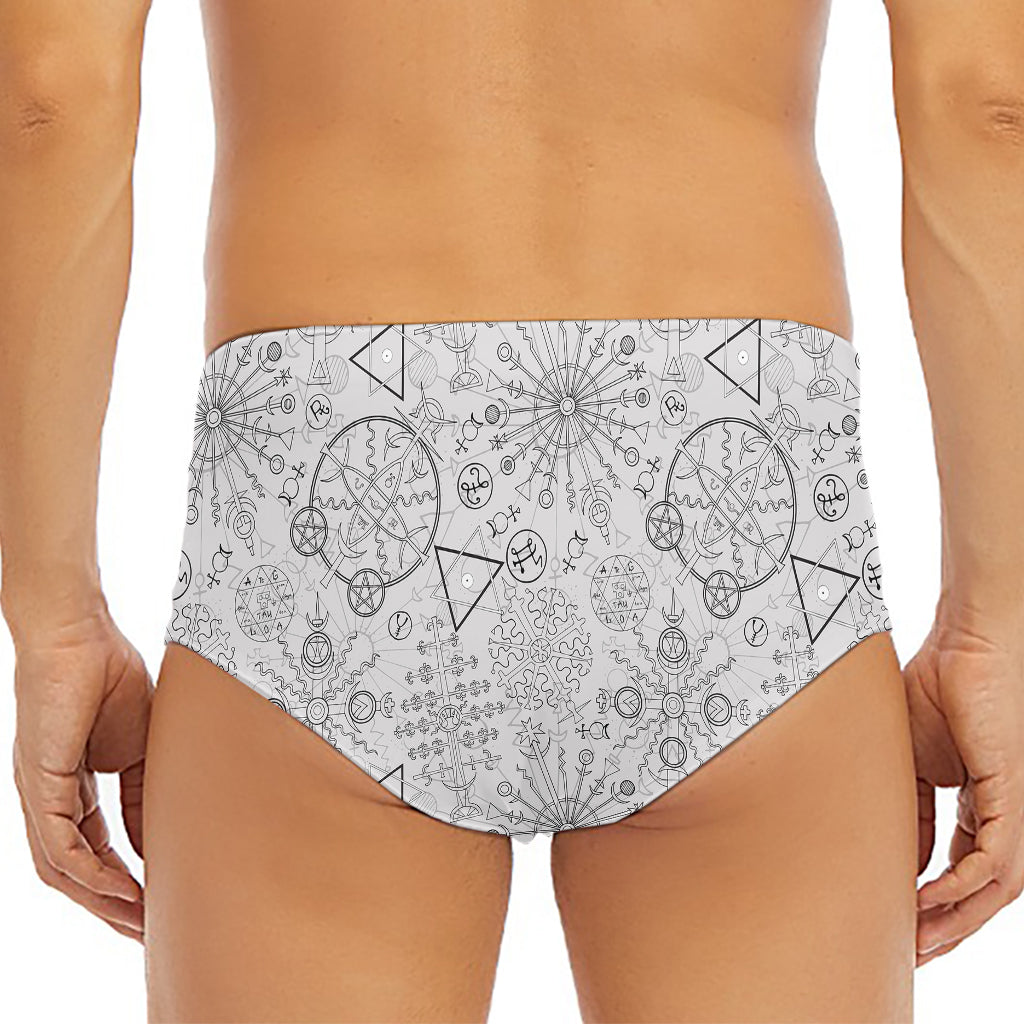 Grey And Black Mystical Wiccan Print Men's Triangle Swim Briefs