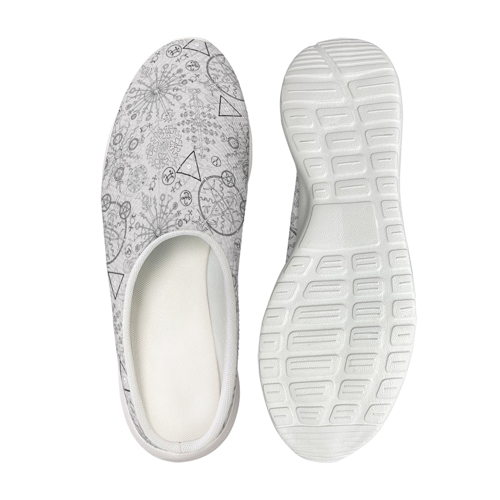 Grey And Black Mystical Wiccan Print Mesh Casual Shoes