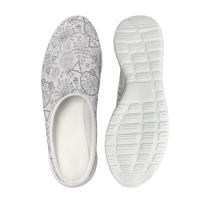 Grey And Black Mystical Wiccan Print Mesh Casual Shoes