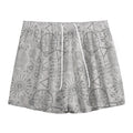 Grey And Black Mystical Wiccan Print Mesh Shorts
