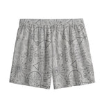 Grey And Black Mystical Wiccan Print Mesh Shorts