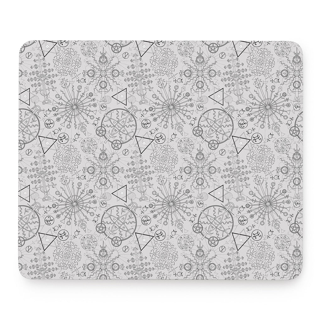 Grey And Black Mystical Wiccan Print Mouse Pad