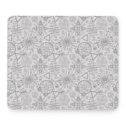 Grey And Black Mystical Wiccan Print Mouse Pad