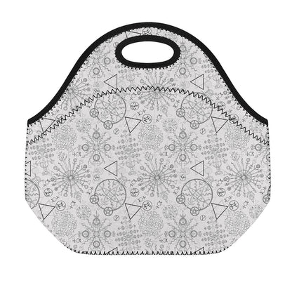 Grey And Black Mystical Wiccan Print Neoprene Lunch Bag