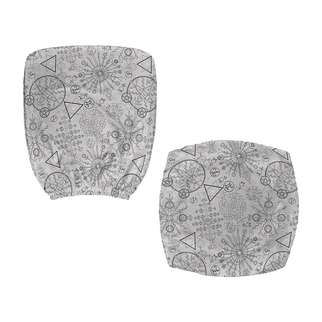 Grey And Black Mystical Wiccan Print Office Chair Cover