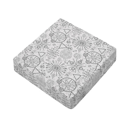 Grey And Black Mystical Wiccan Print Outdoor Seat Cushion Cover