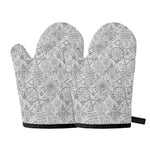 Grey And Black Mystical Wiccan Print Oven Mitts