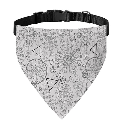 Grey And Black Mystical Wiccan Print Over The Collar Dog Bandana