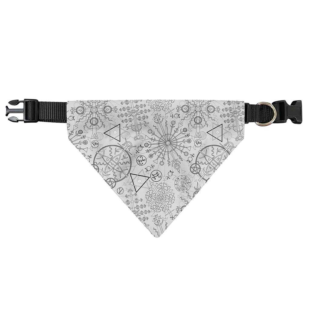 Grey And Black Mystical Wiccan Print Over The Collar Dog Bandana