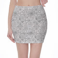 Grey And Black Mystical Wiccan Print Pencil Mini Skirt
