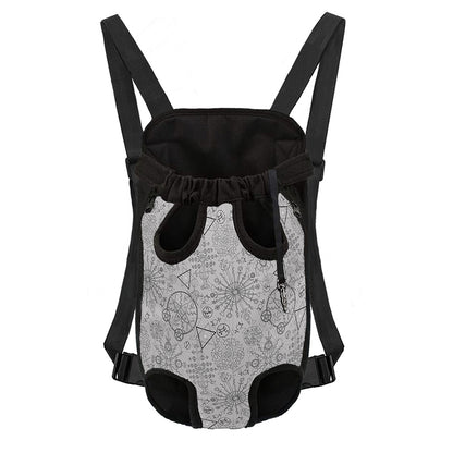 Grey And Black Mystical Wiccan Print Pet Carrier Backpack