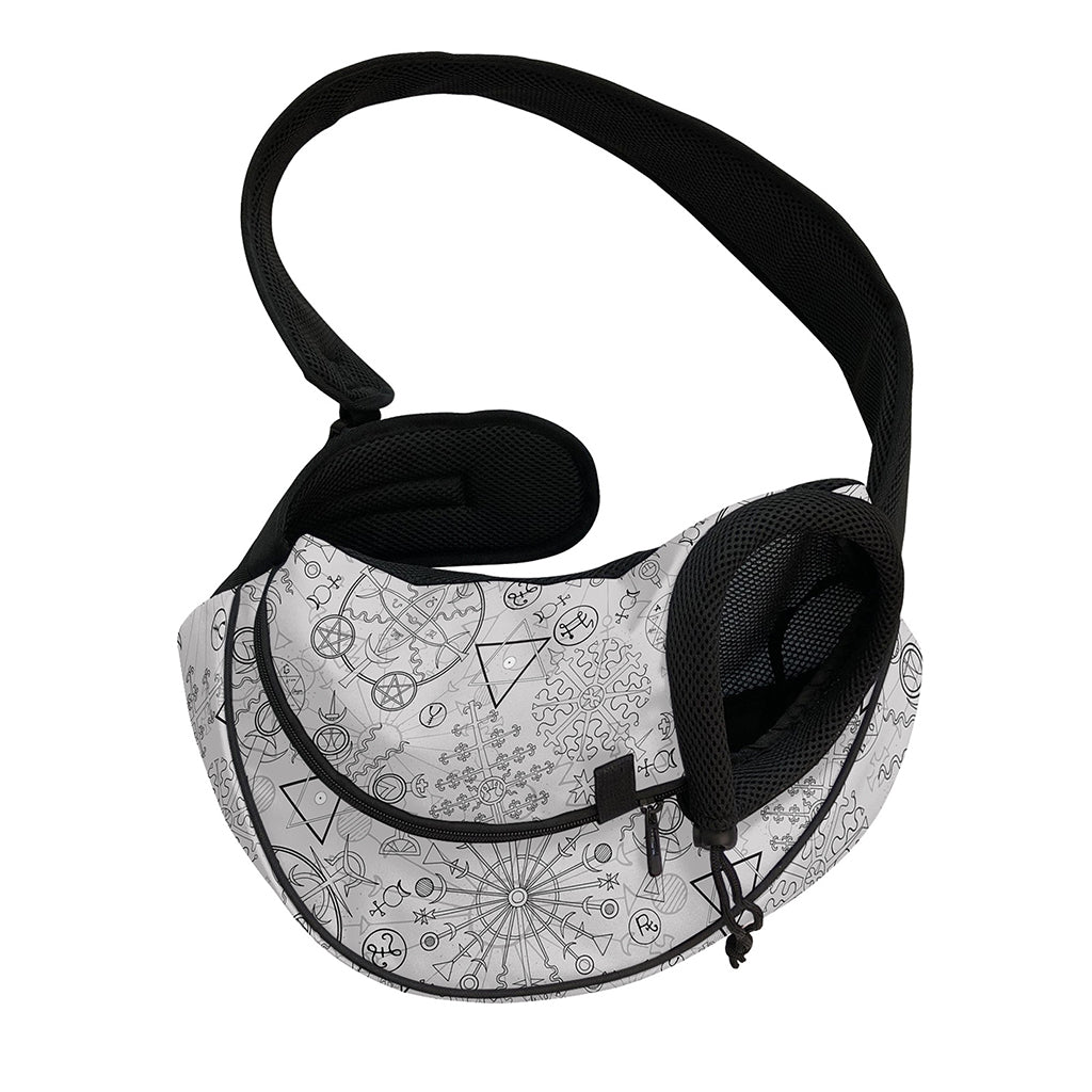 Grey And Black Mystical Wiccan Print Pet Sling Carrier