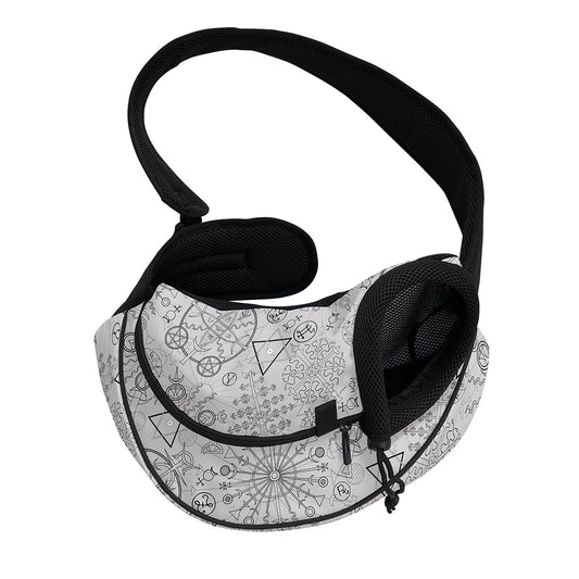 Grey And Black Mystical Wiccan Print Pet Sling Carrier