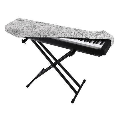 Grey And Black Mystical Wiccan Print Piano Keyboard Cover