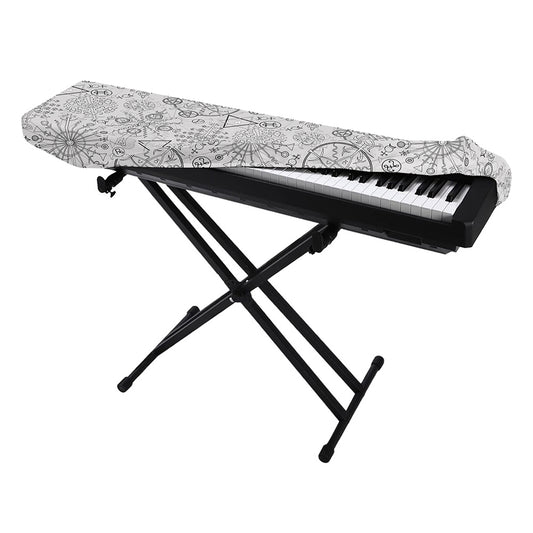 Grey And Black Mystical Wiccan Print Piano Keyboard Cover
