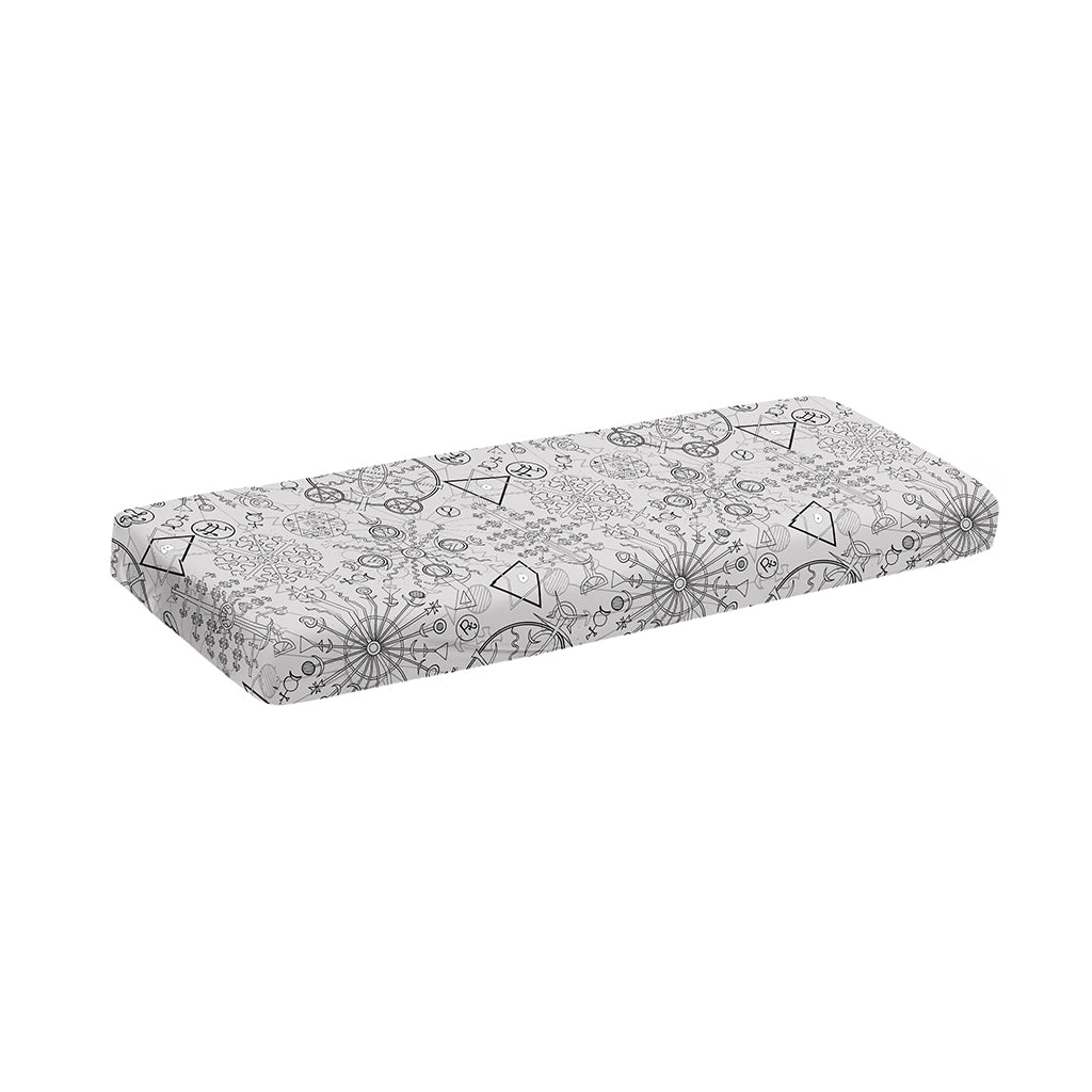Grey And Black Mystical Wiccan Print Piano Keyboard Cover