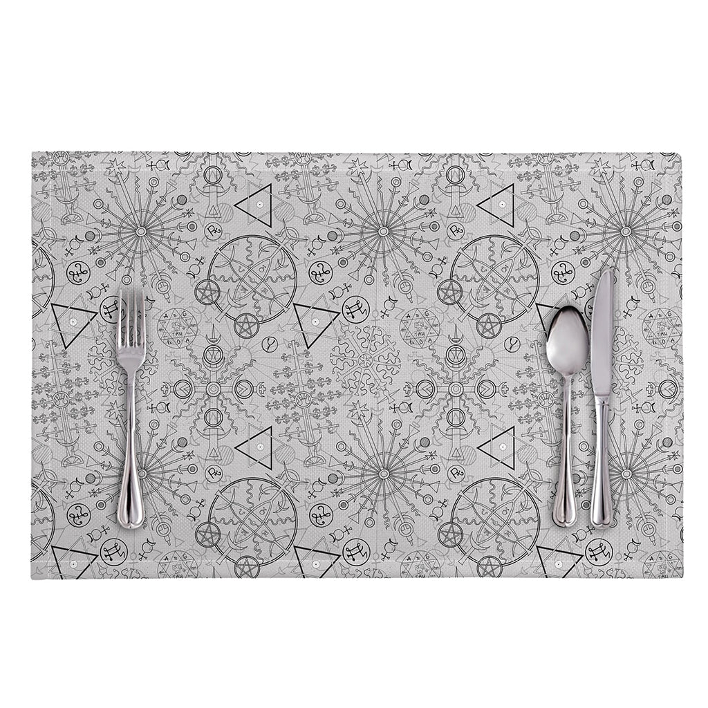 Grey And Black Mystical Wiccan Print Placemat