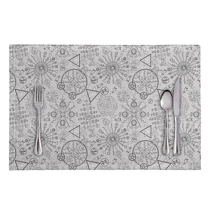 Grey And Black Mystical Wiccan Print Placemat