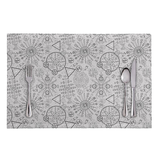 Grey And Black Mystical Wiccan Print Placemat