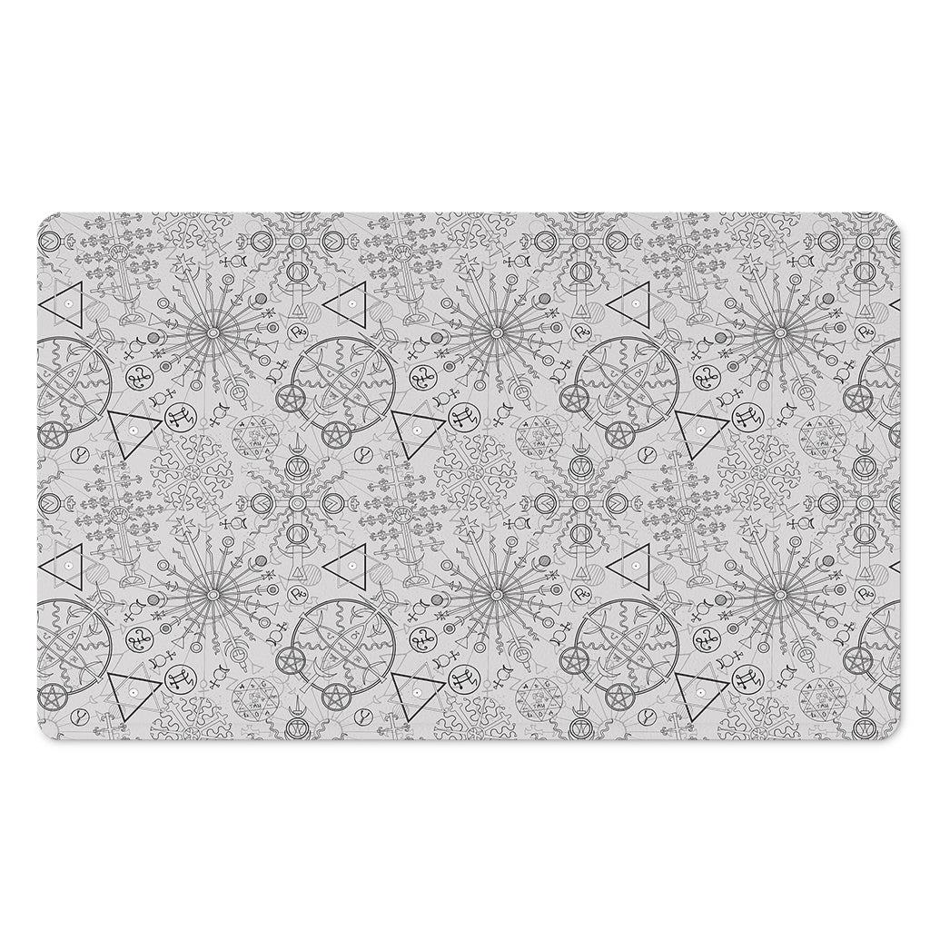 Grey And Black Mystical Wiccan Print Polyester Doormat
